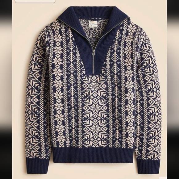 J. Crew Other - J. Crew Fair Isle Lambswool Half-Zip Pullover Turtleneck Knit Sweater NWOT
